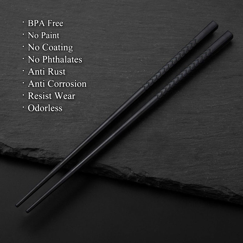 SUPJOYES 5 Pairs Fiberglass Chopsticks - Reusable Chopsticks Dishwasher Safe  Japanese Chinese Chop Sticks with Wave Pattern  9 1/2 Inches - Image 3